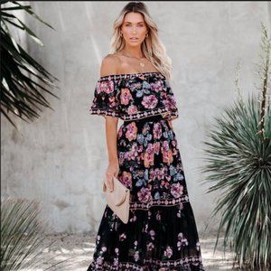 VICI Montecito Dress small off shoulder maxi